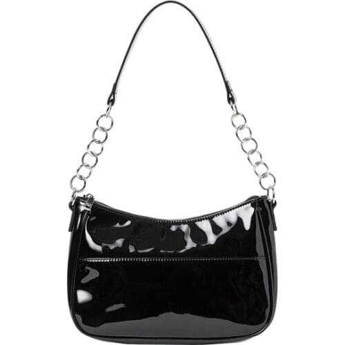 Women bag Black Patent leather Flap Chains Fashion Solid Shoulder Bags handbag purse high-capacity Euro-America style night club
