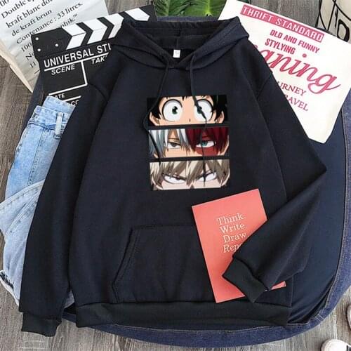Anime Cartoon Print My Hero Academia Hoodies Winter Casual Lovers Thick Harajuku Couples Sweatshirt Korea Women Cheap Pullover