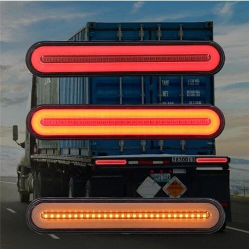 Waterproof 100 LED Trailer Truck Brake Light 3 In 1 Neon Halo Ring Tail Brake Stop Light Flowing Turn Signal Light Lamp 12-24V