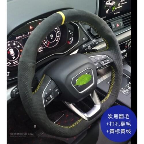 Suede Leather Hand Grip For Audi A3 A4 A5 A6 Q3 Q7 Q8 SQ2 Q6 SQ8 S4 S5 S6 S7 S8 RS4 RS5 RS6 Steering Wheel Cover Car Accessories