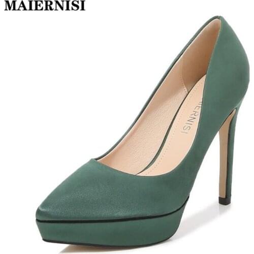 MAIERNISI 2021 New Pumps Womens Thin High Heels Sexy Bride Shallow Silk Platform Stripper Shoes For Office Women Big Size 45 46