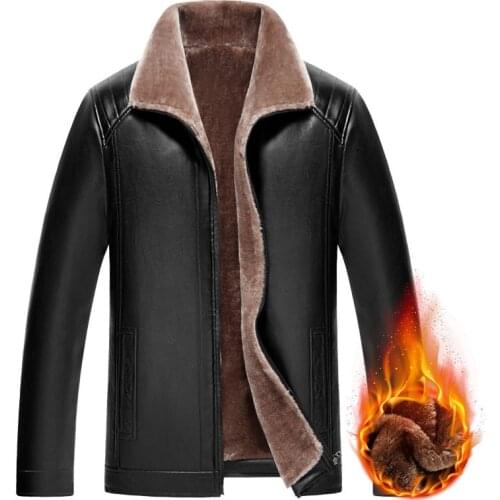 Winter Jacket Men Leather Jacket Men Fur Lined Winter Warm Overcoat Male Outwear Vintage Style Fur Collar Jackets & Coats MY258