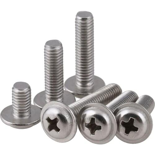 10-30Pcs 316 Stainless Steel Round Head Phillips Head With Washer Screws M3 M4 M5 Computer Screw