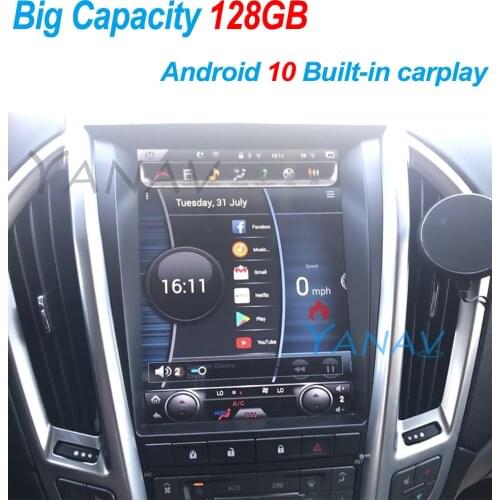 128G Android 10 Tesla Style Vertical Screen Navigation Car Multimedia Radio Player For Cadillac SRX 2010-2012 built in carplay
