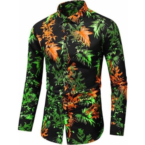 2021 Fashion Mens Long Sleeve Hawaiian Shirt Fast Drying Plus Size M-3xl Autumn Casual Floral Coconut Beach Shirts For Men #t3g