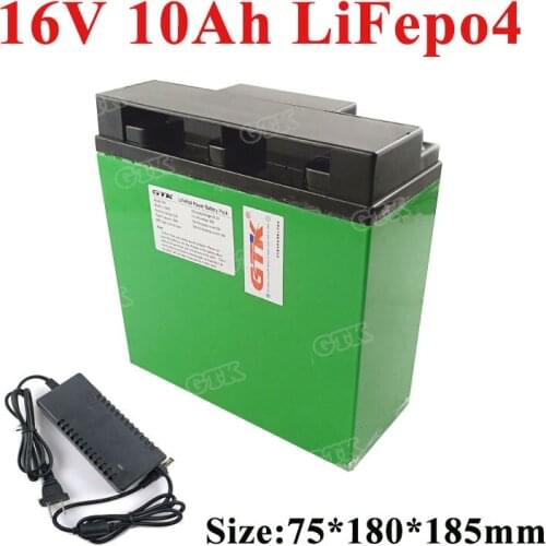 16V 10Ah lifepo4 battery pack with BMS for external camera flash UPS wireless drill electric Toys CCTV scooter ebike+1A Charger
