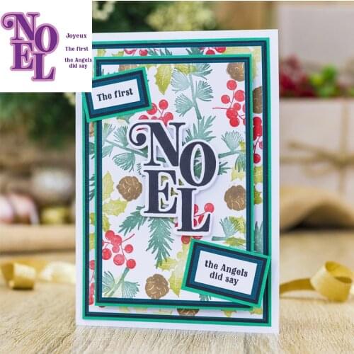 English Words Noel Cutting Dies With Clear Stamps French Joyeux Letter Sentences DIY Scrapbooking Paper Cards Craft 2020 New