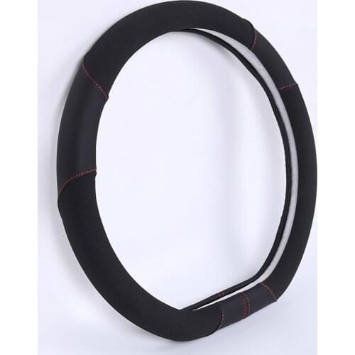 Car Universal 38cm D Shape Pink Leather Car Steering Wheel Cover Breathable Cute Car Styling for BMW VW Audi