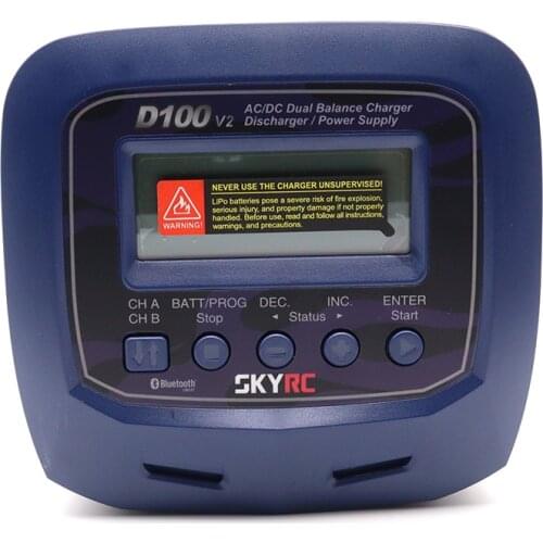 SKYRC D100 V2C AC 100W DC 100WX2 10A Batery Balance Charger Discharger For 3S 4S Lipo Batery / LiHV/ LiFe/ LiIon/ NiMH/ NiCd/ Pb