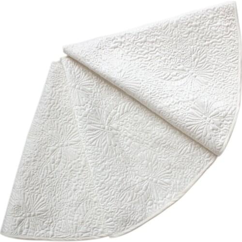 Free Shipping Extra Large Quilted Embroidery White Christmas Tree Skirt -36"/42"/48"