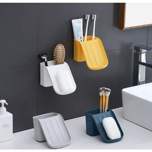 Suction Cup Drain Soap Holder Toilet Creative Non-perforated Soap Box Bathroom Soap Tray Household Wall-mounted Soap Shelf