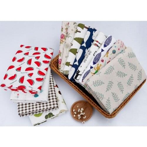 Home Textile Floral Cotton and Linen Fabric Black and White Plaid Printing Sofa Handmade Diy Tablecloth Fabric Per Meter Sewing