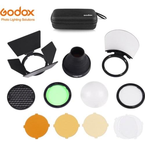 Godox AK-R1 Barn Door Snoot Color Filter Reflector Honeycomb Diffuser Ball Kits for Godox AD200 and H200R Round Flash Head