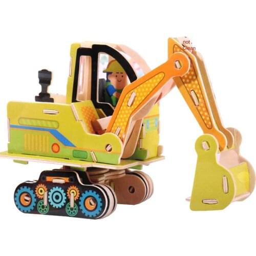 3D Wooden Jigsaw Puzzle Cartoon Animal Assemble Tangram Kids Brain Teaser Early Educational Toys for Children Over 3 Years