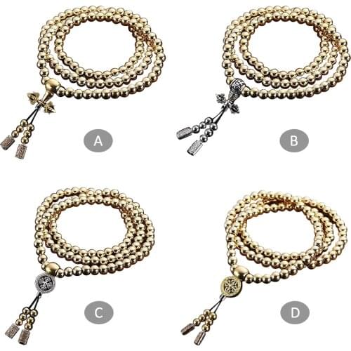 Personal Protection Self Defense Tool Buddha Beads Necklace Chain Jewelry Whip Outdoor Self-defense Tools