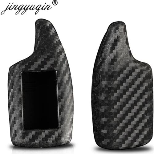 Jingyuqin Carbon Silicone Alarm Remote Keychain Case for Scher Khan Scherkhan Magicar THOR 5 6 M5 2 Way LCD Sensor Protect Cover