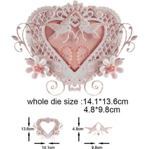Metal Cutting Dies Pigeon Heart frame Stencil for DIY Scrapbooking Paper Album Card Making Embossing Die