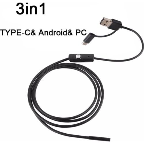 Multifunction 3-in-1 USB Borescope Industrial Endoscope Inspection Borescope Camera Waterproof Inspection Pipe for Android PC