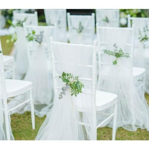 Fashion Romantic Solid Mesh Organza Sashes Chair Cover Sash Wedding Party Festive Banquet Chair Decor