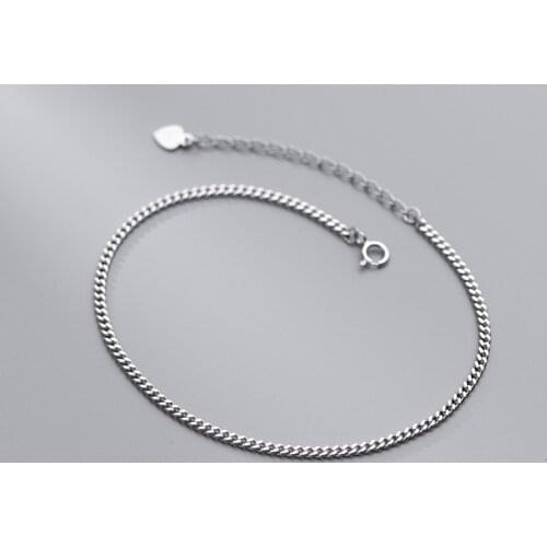 Real 925 Sterling Silver Sideways Chain Ankle Bracelets Simple Anklets Foot Chains Fine Jewelry for Women