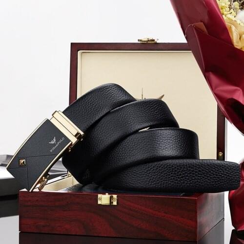Genuine leather belt mens genuine leather pure cowhide automatic buckle young people trend belt business casual pants belt