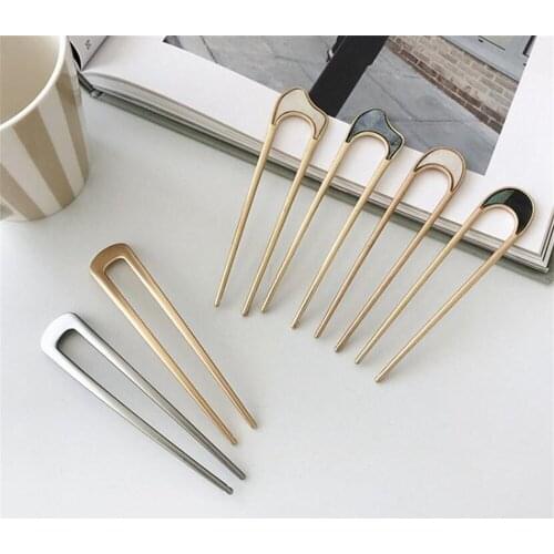 New 200pcs/lot Metal U Shaped Hairpins French Hair Pin Stick Fork Sticks 2 Prongs Updo Chignon Pins