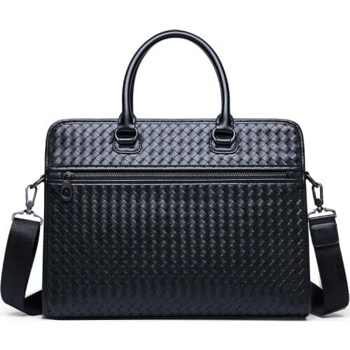 New Fashion Mens Briefcase Business Travel Bag Woven Male Handbag Casual Shoulder Crossbody Bag Laptop Messenger Bag for Man