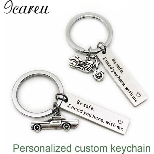 Original Custom Keychain In The Car Key Chain Personalized Gift Fathers Day Stainless Steel Never Fade Keychains Motorcycle