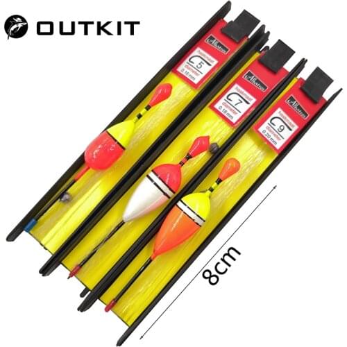 OUTKIT 3 Pcs/Lot 8cm Vertical Buoy Fishing Float Set Wood Fishing Floats Pesca Fishing Tackle Tiple Suit Accessories
