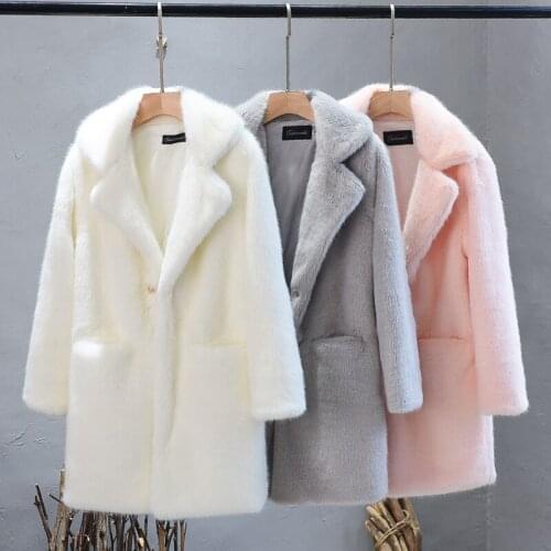 Faux Fur Coat Korean Style Winter Coat Women 2020 Jacket Woman White Pink Long Coats Outwear Casaco Feminino KJ207