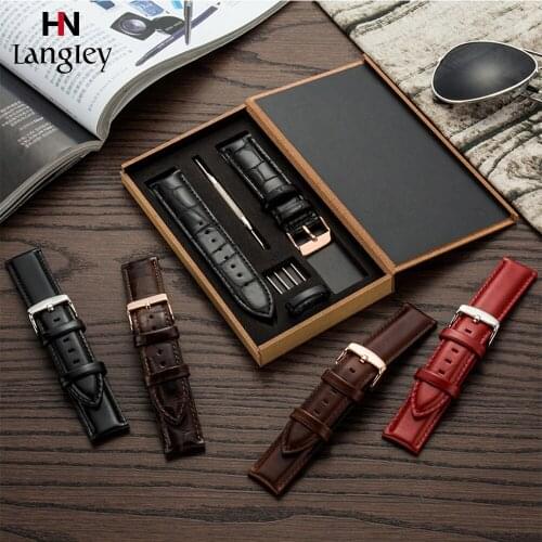 LANGLEY BBamboo Knot Wristwatch Band Watchband For Men Women Watches Straps Genuine Leather Stainless Steel Buckle Wholesale