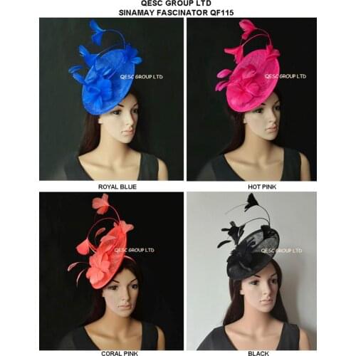 New sinamay Disc Fascinator Wedding Hat for Melbourne cup,Kentucky Derby,Races.royal blue,black,hot pink,coral pink
