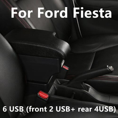 For Ford Fiesta Armrest Box Fiesta MK6 7 Universal Car Central Armrest Storage Box modification accessories
