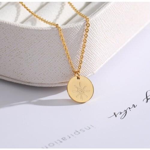 You Are My Sunshine Necklace Women Jewelry Stainless Steel Round Disc Pendant Necklace Collares Best Friends Gifts