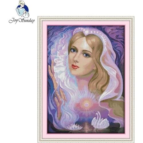 Joy Sunday Swan lake fairy Count Cross Stitch 11CT14CT Cross Stitch Chinese Cross Stitch Kit for Embroidery Home Decor Needlewor