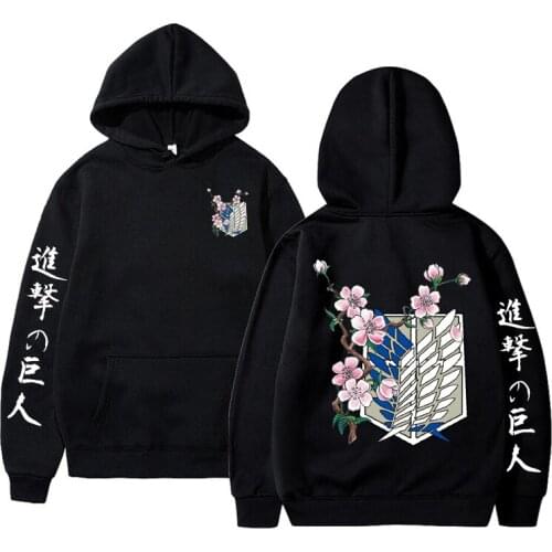 Japanese Anime Graphic Hoodies Men Attack on Titan Pullover Sweatshirt Unisex Male