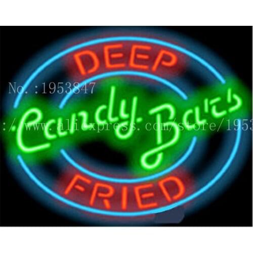 Deep Fried Candy Bars Neon Sign Handcrafted Light Bar Beer Pub Club Glass Tube Signboard Carnival food Signs Decoration 19"x15"