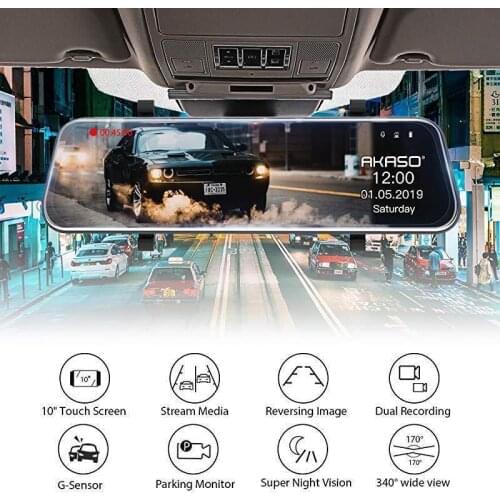 Latest Full-Screen LCD Rearview Mirror Front And Rear Car Recorder 1296P front and rear dual recording pull lens collision sens