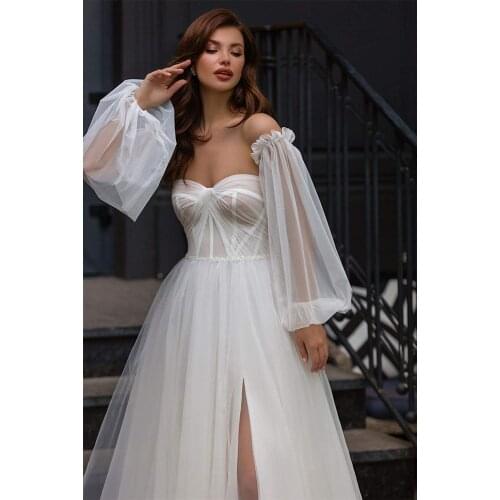 Evening Dress Puffy Prom Dresses Long Sweetheart Tulle Ball Gowns For Women Formal With Removable Sleeves Robe De Soiree Vestido