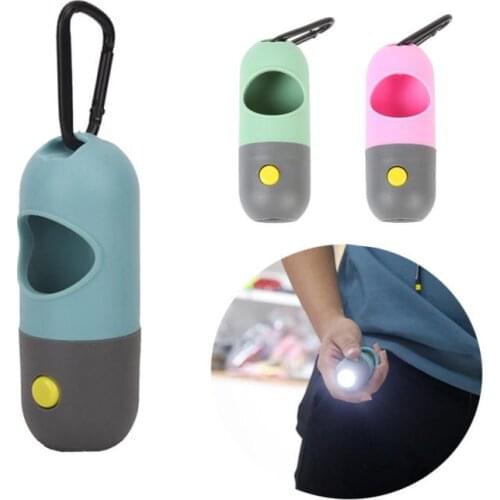 1PC Portable Pet Waste Bag Dispenser Degradable Dog Poop Bags Dispenser Outdoor LED Light Waste Bag Dispenser Cleaning Supplies