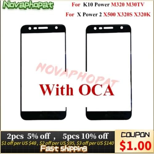 Digitizer LCD Display Front Glass Panel For LG K10 Power / X Power 2 Touch Screen Sensor Outer Glass lens + With OCA 10pcs/lot
