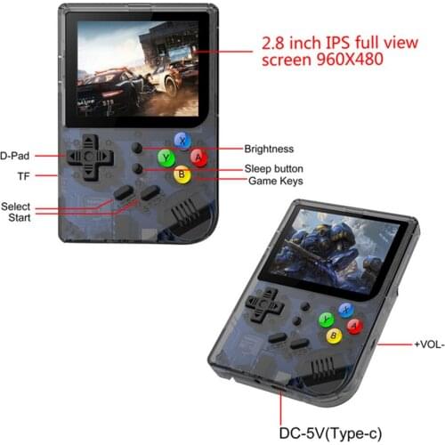 2.8 inch Full View Portable Retro Video Game Console IPS Screen Mini Handheld Retro Game Player with 169 Classic Games