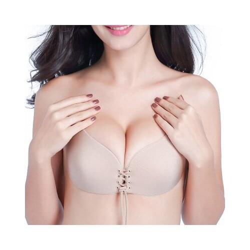 2pcs/pack Women Strapless Bra Self Adhensive Backless Invisible Brassiere A B C cup,Sexy Push Up Bra Beige Black
