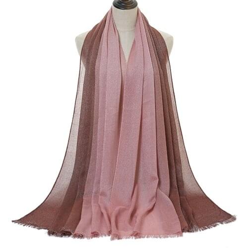 2020 New Arrival Gradient Glitter Cotton Hijabs Shawls Shinning Fashion Muslim Head Wraps Scarves Mufflers Turbans 1PC Retail