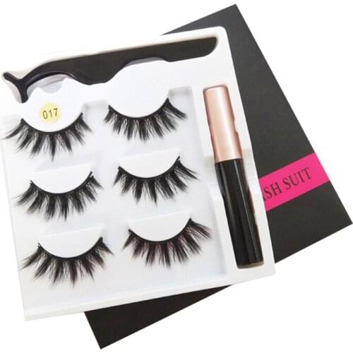 3 pairs of Magnetic Eyeliner 5 magnets false eyelashes set with tweezers 3D various specifications stable not easy to fall off