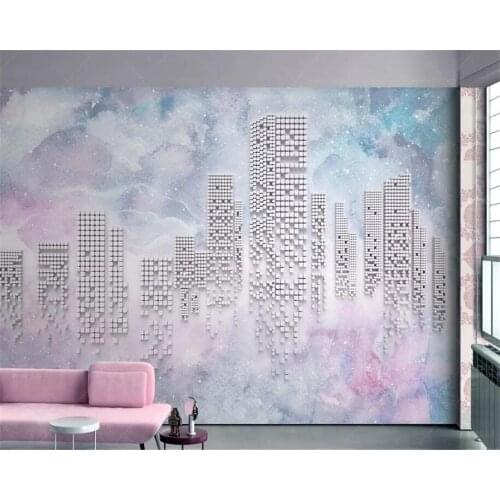Beibehang Custom wallpaper 3d mural watercolor papel de parede cubism abstract geometric city tv background wall paper 3d mural