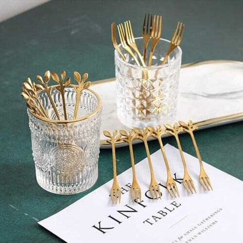 8PCS Gold Stainless Steel Cake Fruit Set Tasting Dessert Kitchen Party