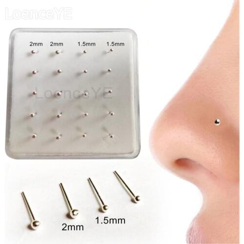 925 Sterling silver 1.5mm 2mm mixed size ball nose stud indian nose piercing 20pcs/pack