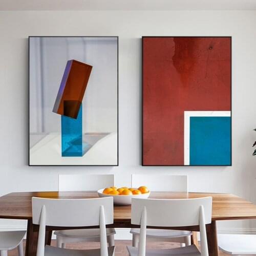 Abstract Geometric Red Blue Canvas Poster Art Wall Nordic Paintings For Living Room Bedroom Posters And Prints Modern Home Decor
