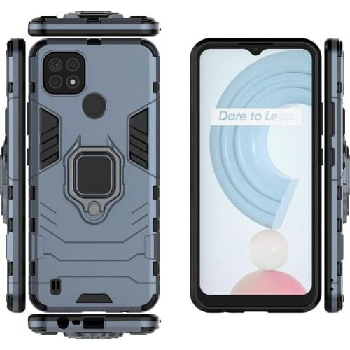 3D Ring Armor Case for Realme C25 RMX3193 RMX3191 C25s RMX3195 Realme C21 RMX3201 Car Holder Phone Back Cover